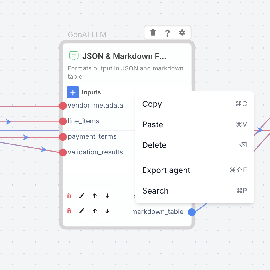 Menu with actions enabled when a component is selected