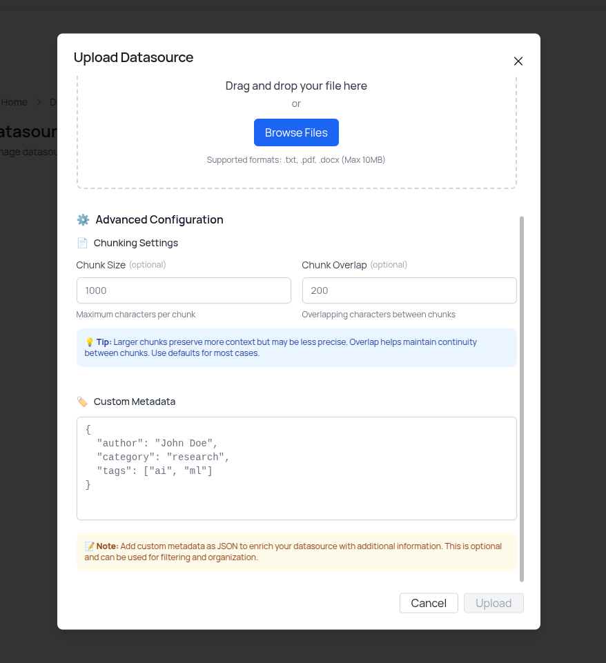 Advanced Configuration section