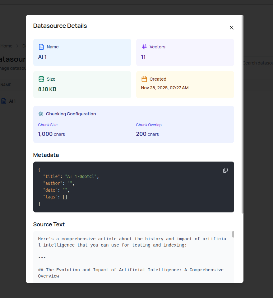 Data Source Details modal