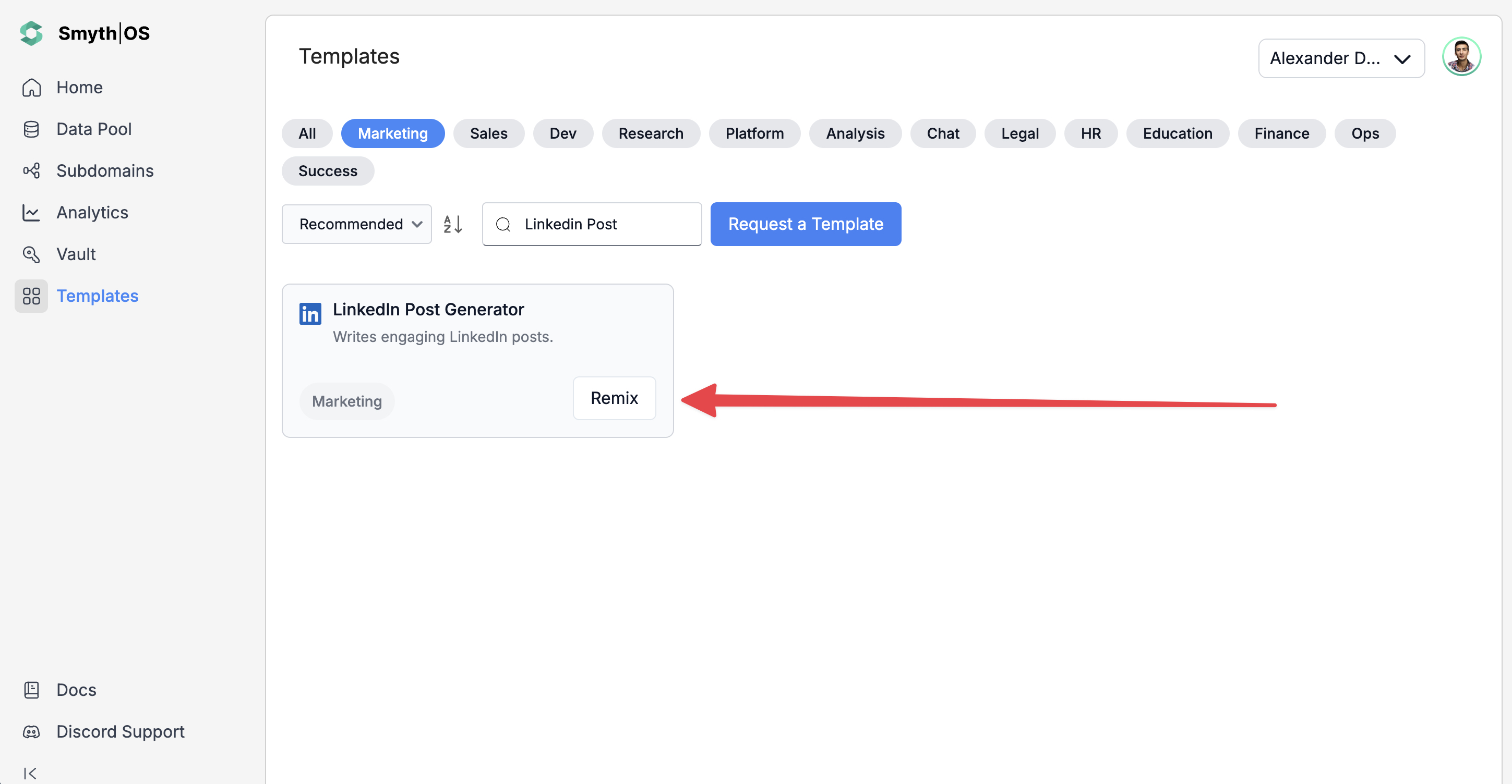 LinkedIn Post Generator template Remix in SmythOS