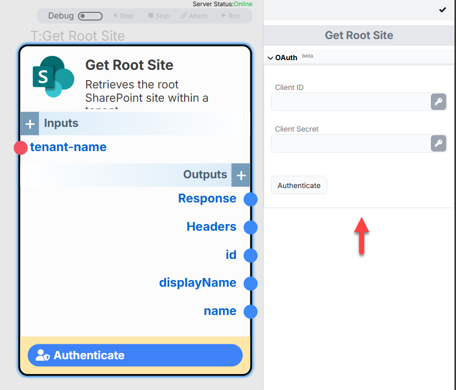 Get Root Site Inputs