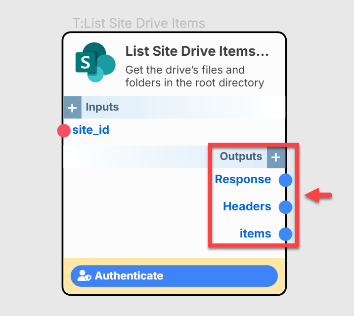 Drive Items Output