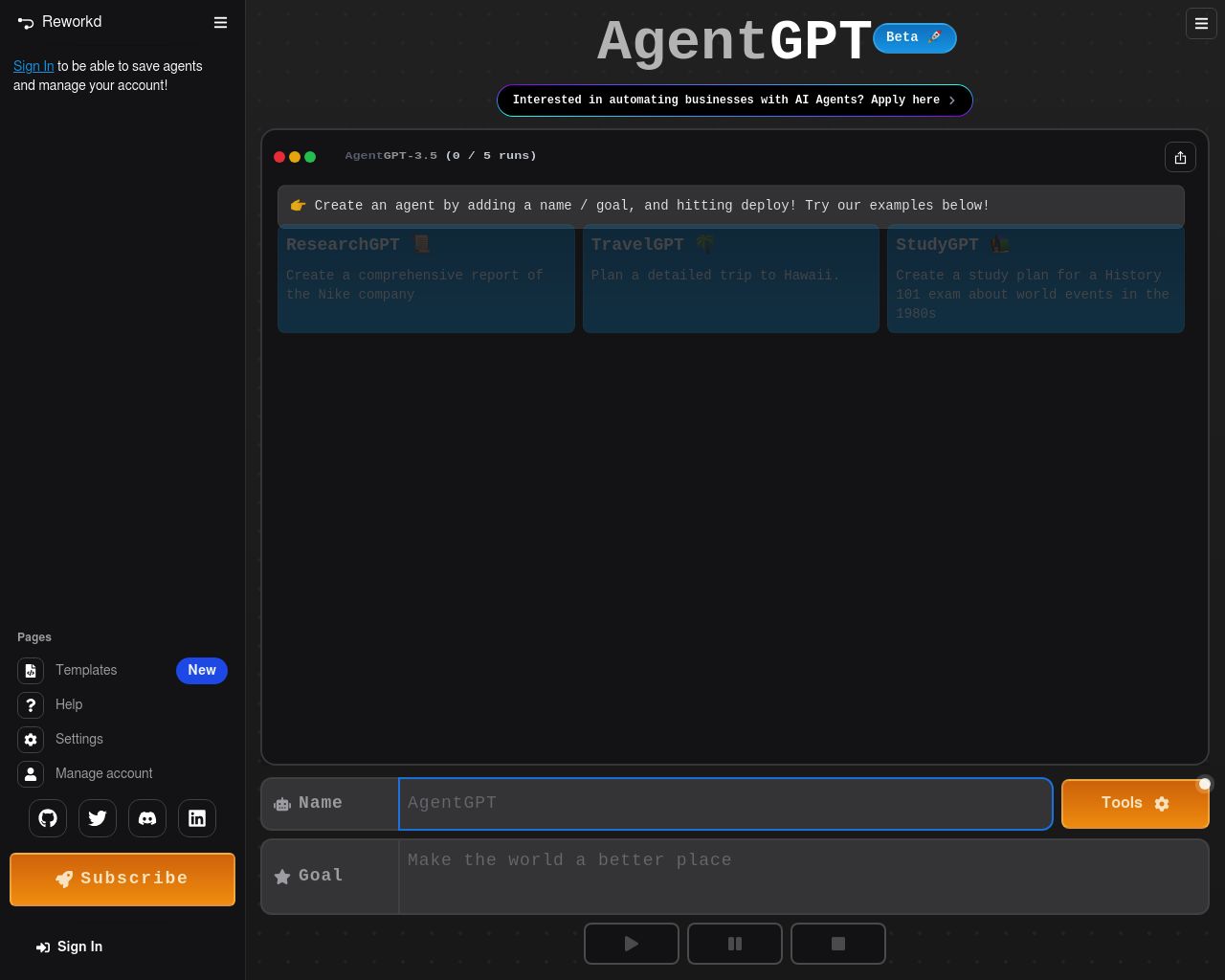 AgentGPT Website