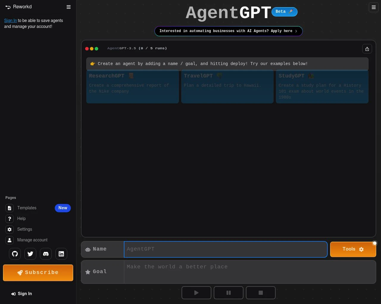 AgentGPT Website