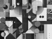 Digital mosaic of abstract geometric shapes in a minimalist monochromatic color palette, representing URL shortening tools.