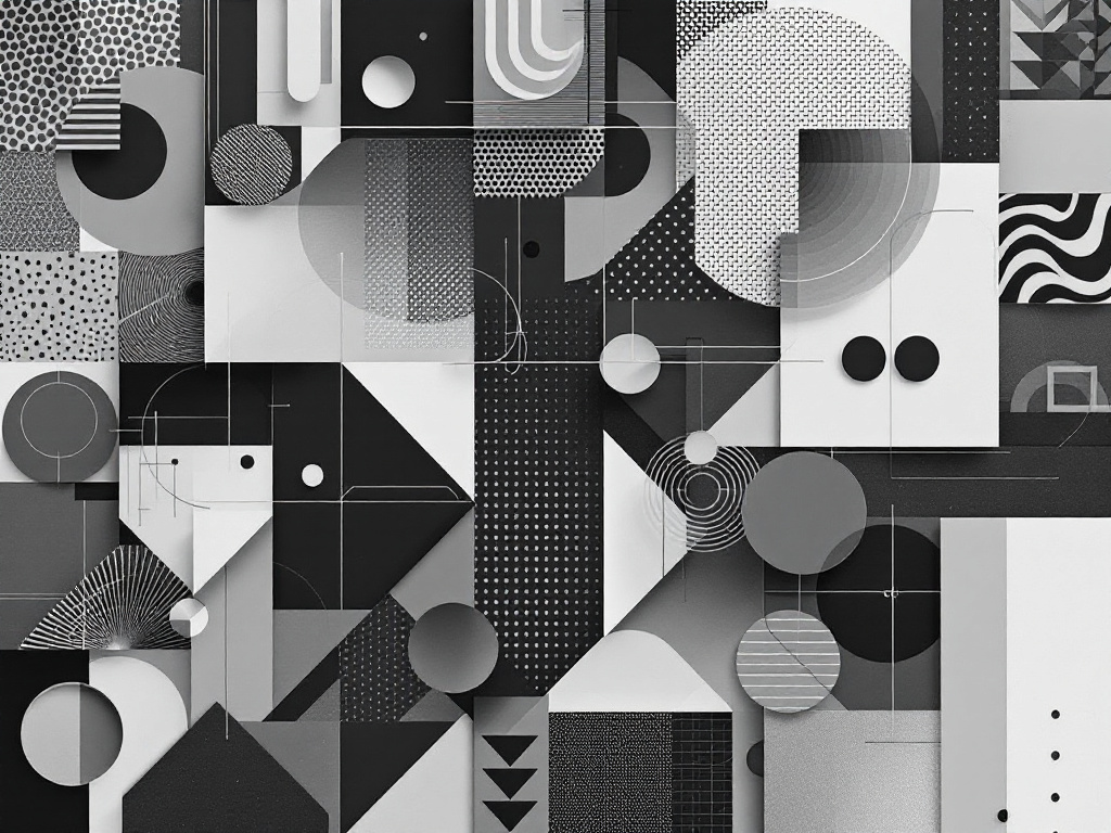 Digital mosaic of abstract geometric shapes in a minimalist monochromatic color palette, representing URL shortening tools.