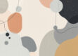 A minimalist, abstract desktop background featuring geometric shapes and patterns in muted colors.