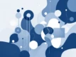 A modern, minimalist illustration depicting abstract shapes in shades of blue, gray, and white, hinting at language, knowledge, and technology.