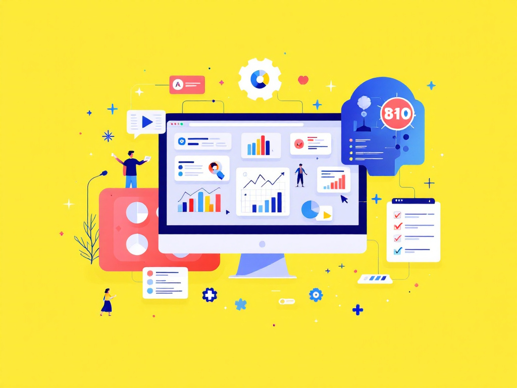 A minimalist illustration showing digital devices for AI agent development in a streamlined layout.