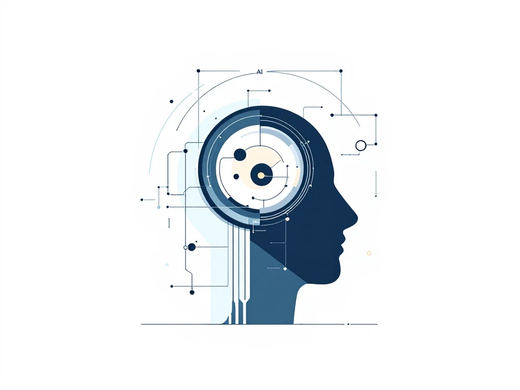 A minimalist illustration depicting a geometric shape representing a digital brain for AI systems.