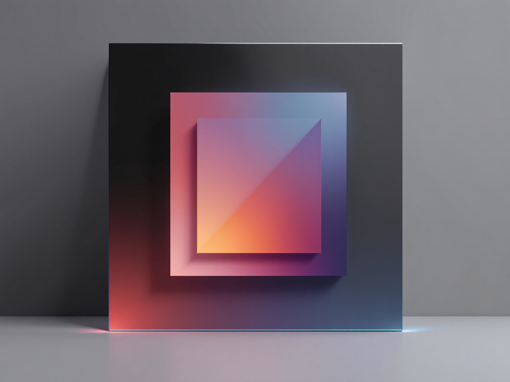 A large, central geometric shape in a muted color palette representing AI-powered creativity.