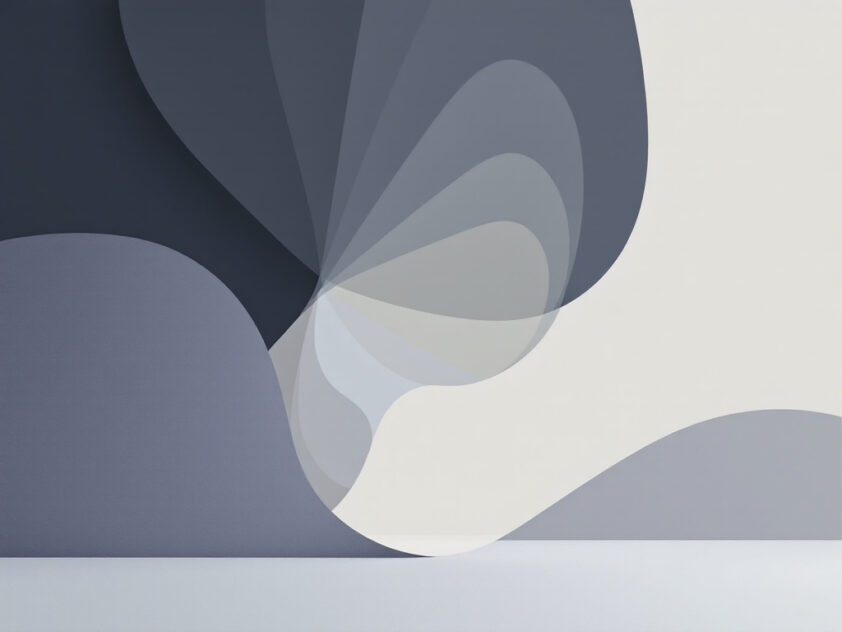 A minimalist representation of AI ethics with a geometric shape in muted colors.