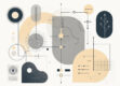 A minimalist, modern design featuring geometric shapes and patterns in muted tones representing AI tools beyond chatbots.
