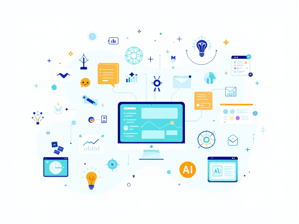 A minimalist illustration of productivity tools and technologies in a modern design.