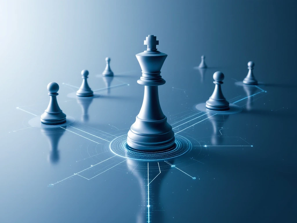 A chess piece or robot figure navigating through pathways, symbolizing strategic decision-making in utility-based AI.