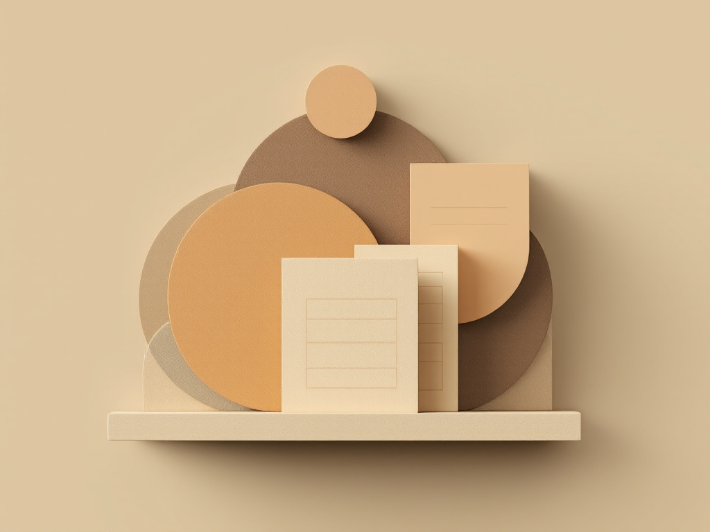 Abstract geometric shapes in muted, earthy tones symbolizing balance between databases and spreadsheets.