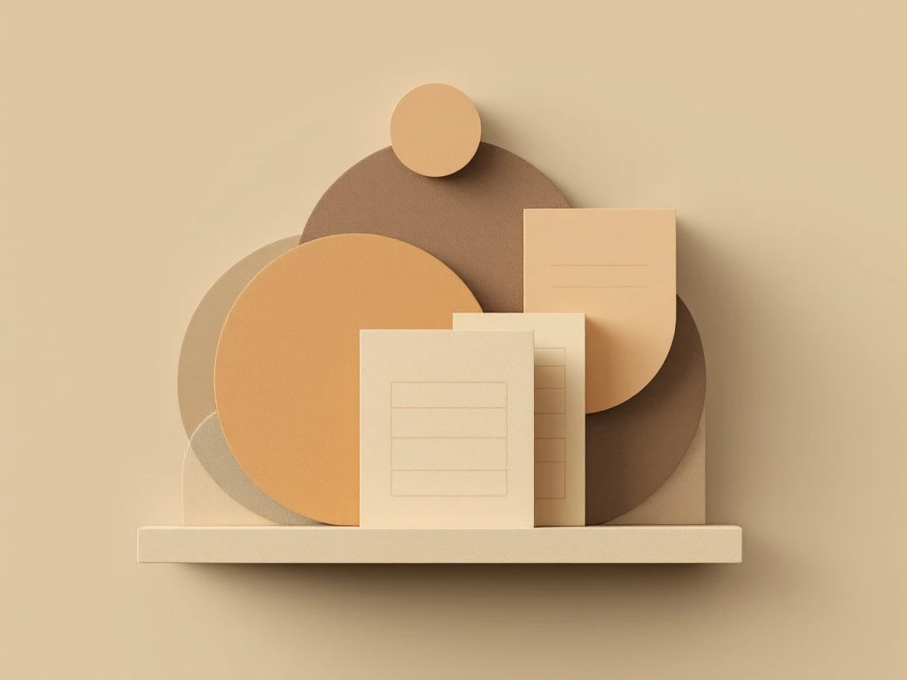 Abstract geometric shapes in muted, earthy tones symbolizing balance between databases and spreadsheets.