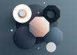 A sleek, minimalist graphic illustration of abstract geometric shapes representing goal-based AI agents.