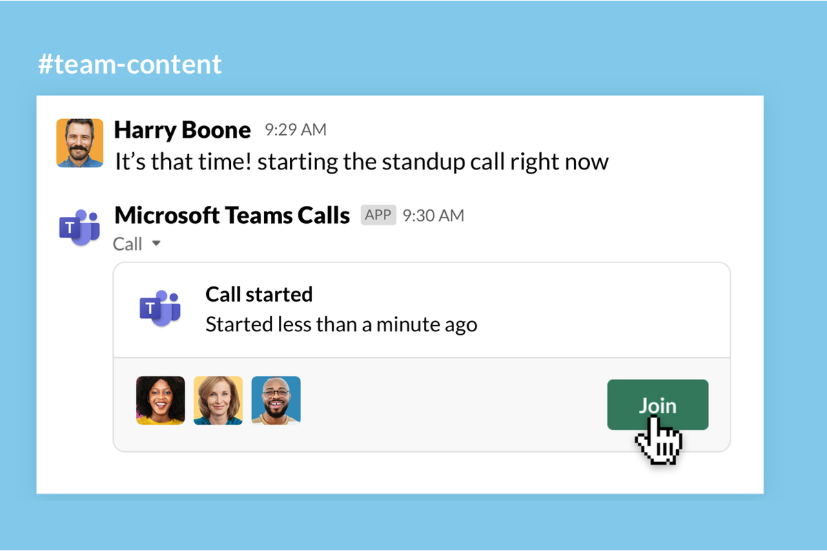 A message from Harry Boone in Microsoft Teams regarding a standup call