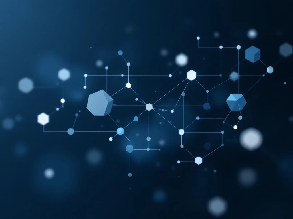 A sleek, minimalist image depicting an interconnected network of geometric shapes in shades of blue, gray, and white, symbolizing reactive AI agents.