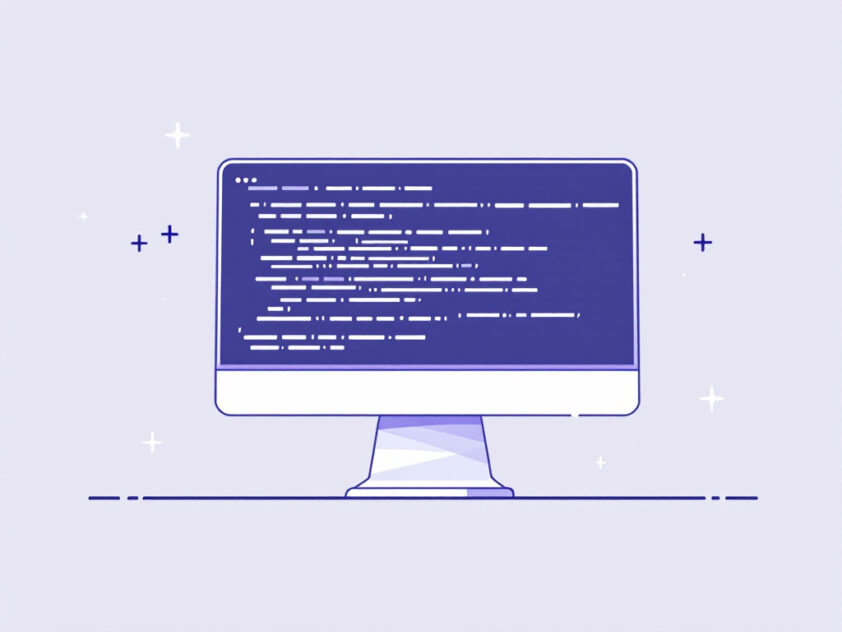 A clean, minimalist illustration of a stylized computer monitor representing programming languages and frameworks for AI agent development.