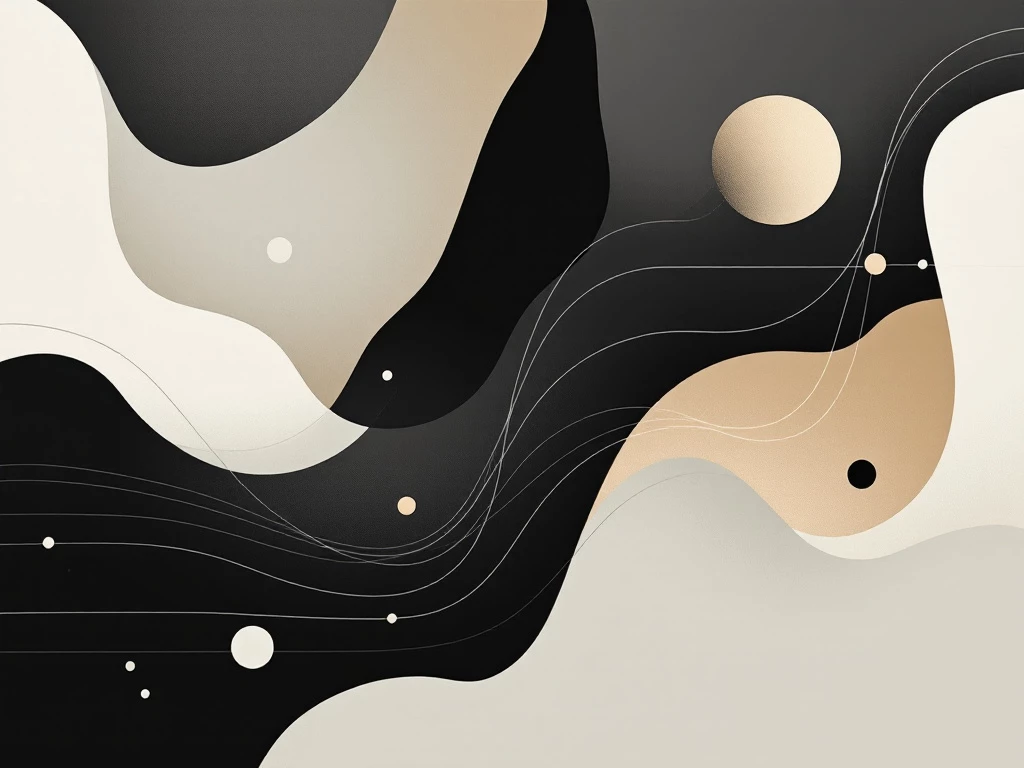 Minimalist abstract design with geometric shapes and lines in a monochromatic palette symbolizing AI systems.