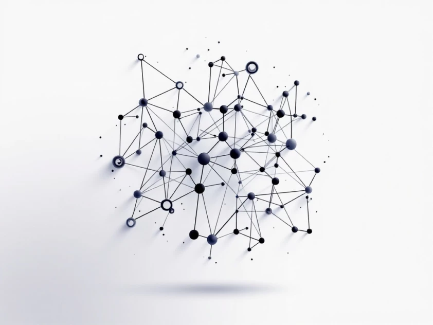 A minimalist illustration of interconnected geometric shapes representing complex patterns in agent-based systems.