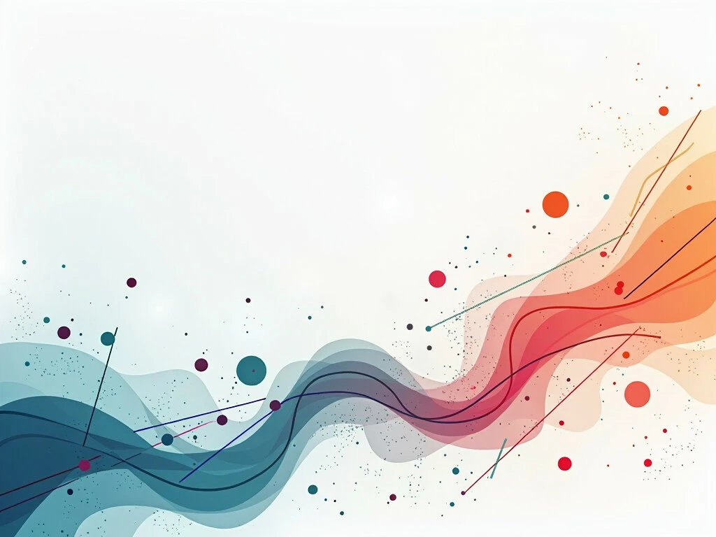 A clean, minimalist illustration featuring abstract geometric shapes and gradient color patterns.