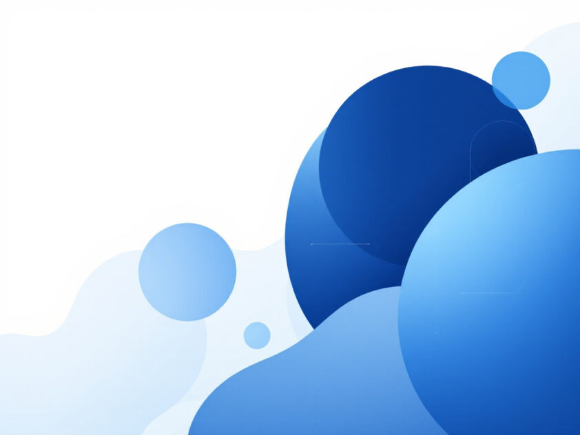 A minimalist illustration of abstract geometric shapes in blue, representing technology and data privacy.
