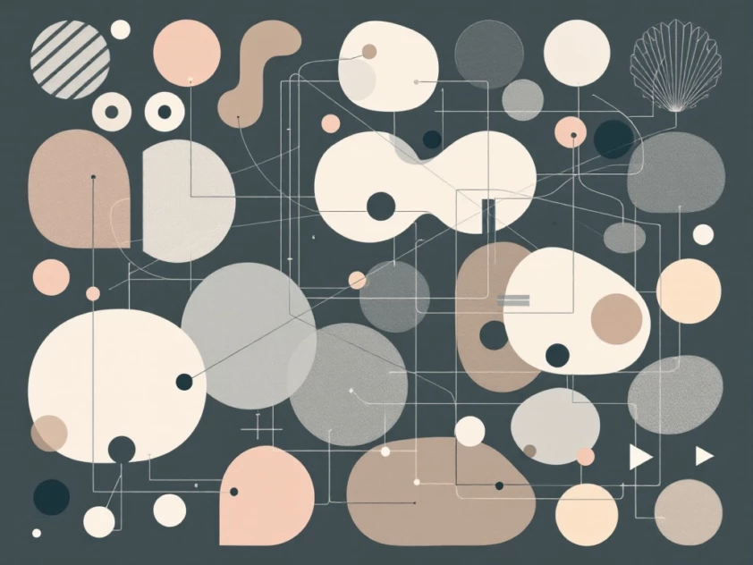 A minimalist illustration of abstract geometric shapes in muted tones representing social dynamics.