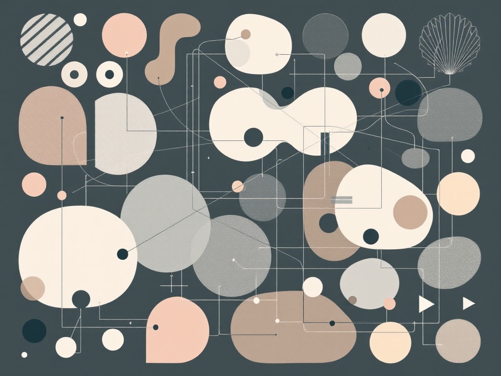 A minimalist illustration of abstract geometric shapes in muted tones representing social dynamics.