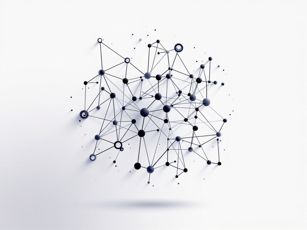 A minimalist illustration of interconnected geometric shapes representing complex patterns in agent-based systems.