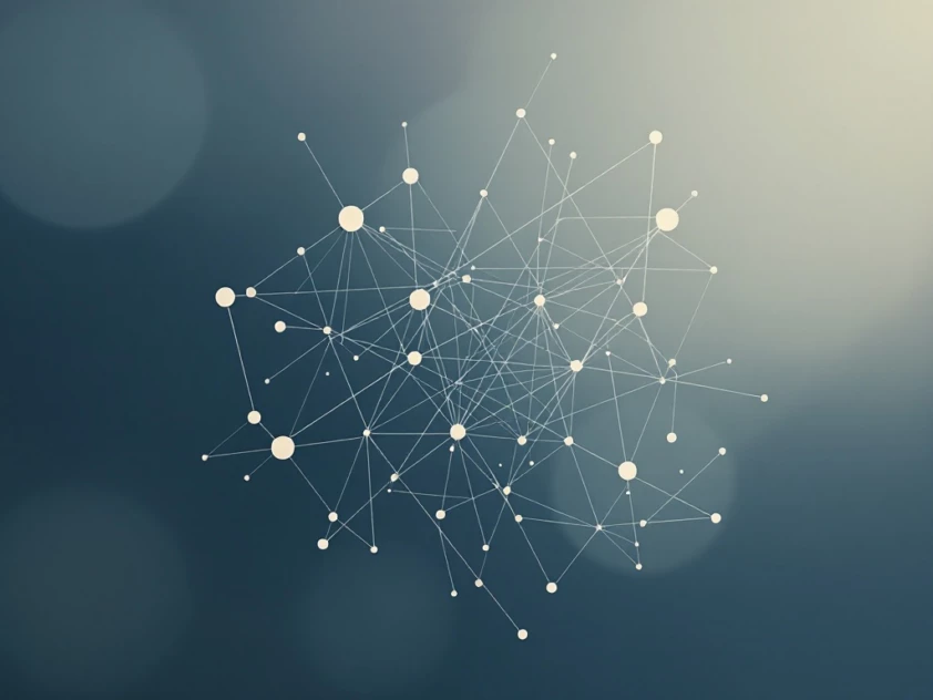 A minimalist, modern illustration featuring an abstract web-like structure in muted tones, representing the interconnectedness and complexity of knowledge graphs and data mining.