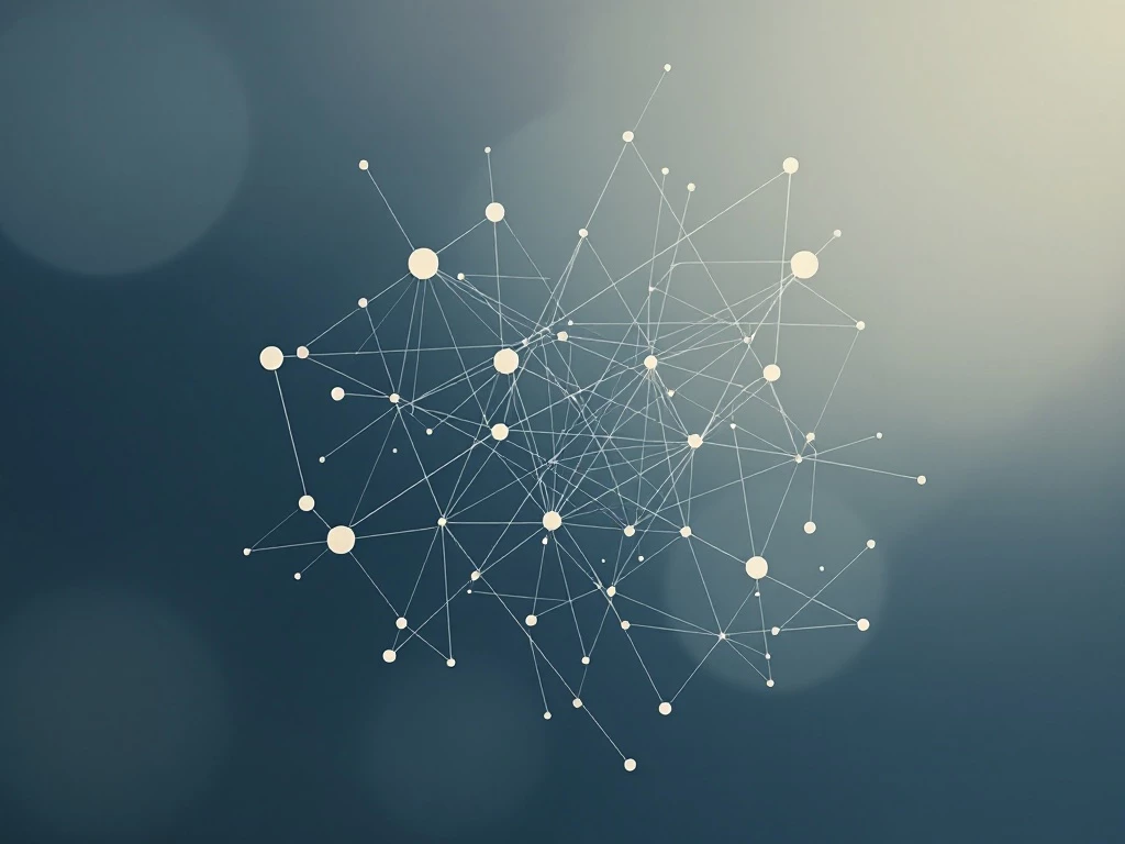 A minimalist, modern illustration featuring an abstract web-like structure in muted tones, representing the interconnectedness and complexity of knowledge graphs and data mining.