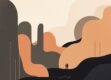 A minimalist illustration of abstract shapes in earthy tones representing explainable AI themes.