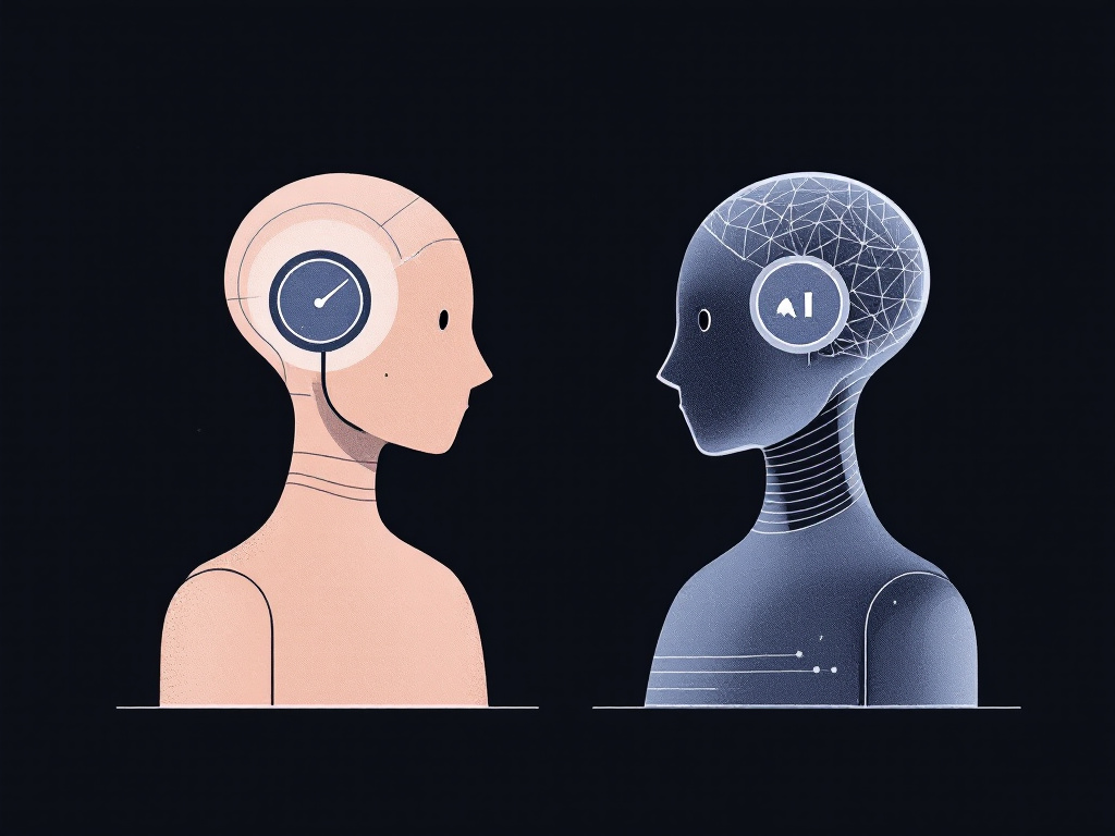 A minimalist illustration of two abstract geometric shapes representing intelligent agents and AI agents, highlighting their differences.