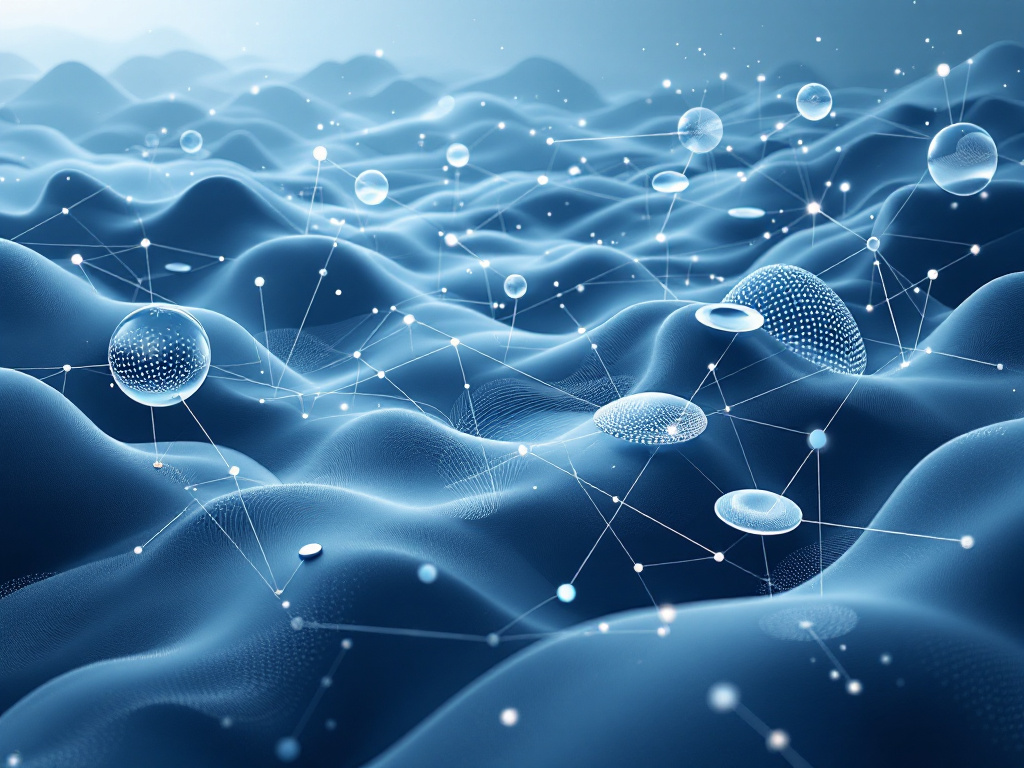 A digital landscape depicting abstract, interconnected forms representing intelligent agents in AI.