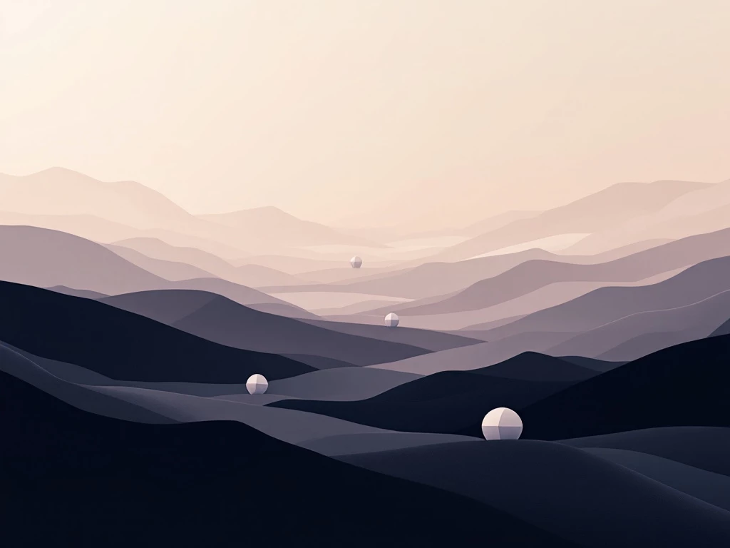 A minimalist abstract landscape featuring geometric shapes in muted tones, representing collaboration among intelligent agents.