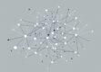 A minimalist rendering of a network of interconnected nodes representing an agent-based modeling simulation.