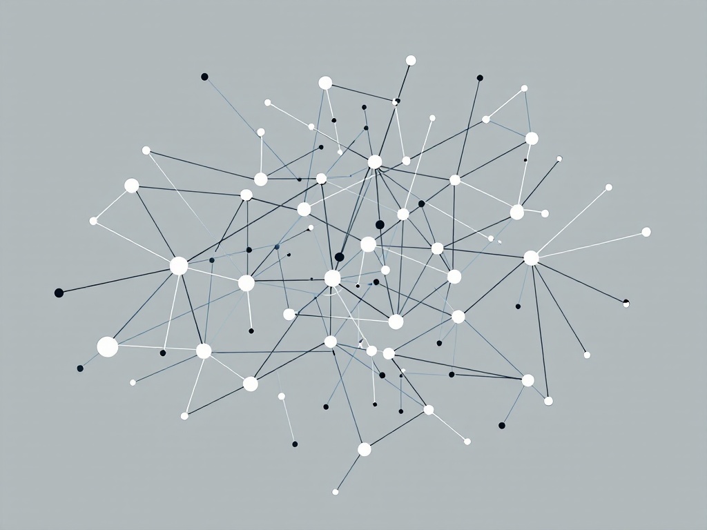 A minimalist rendering of a network of interconnected nodes representing an agent-based modeling simulation.