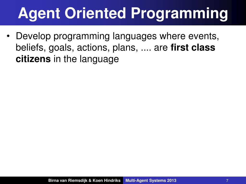 Illustration of Agent-Oriented Programming concepts