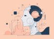 A minimalist illustration conveying the impact of artificial intelligence on society with abstract shapes and lines.