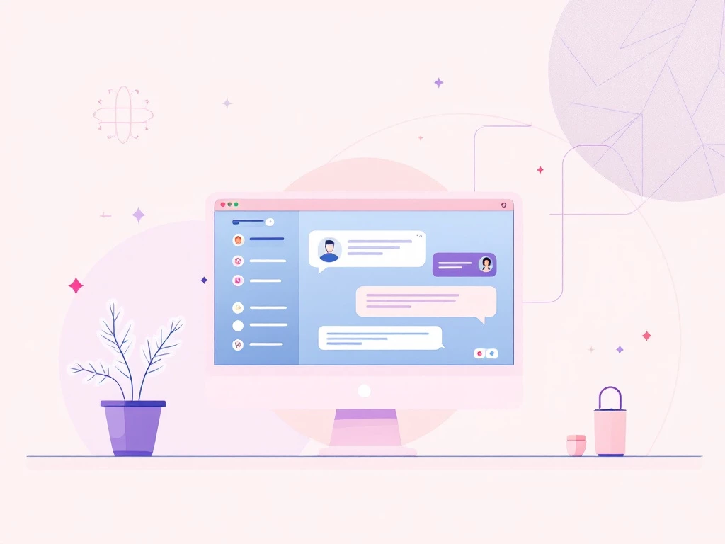 A minimalist computer screen displaying an AI-powered chatbot interface with geometric shapes.