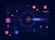 A clean, minimalist digital illustration depicting the inner workings of an artificial intelligence system with abstract geometric shapes and lines.