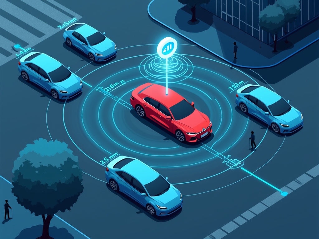 Autonomous vehicles with AI ensuring pedestrian safety through communication.