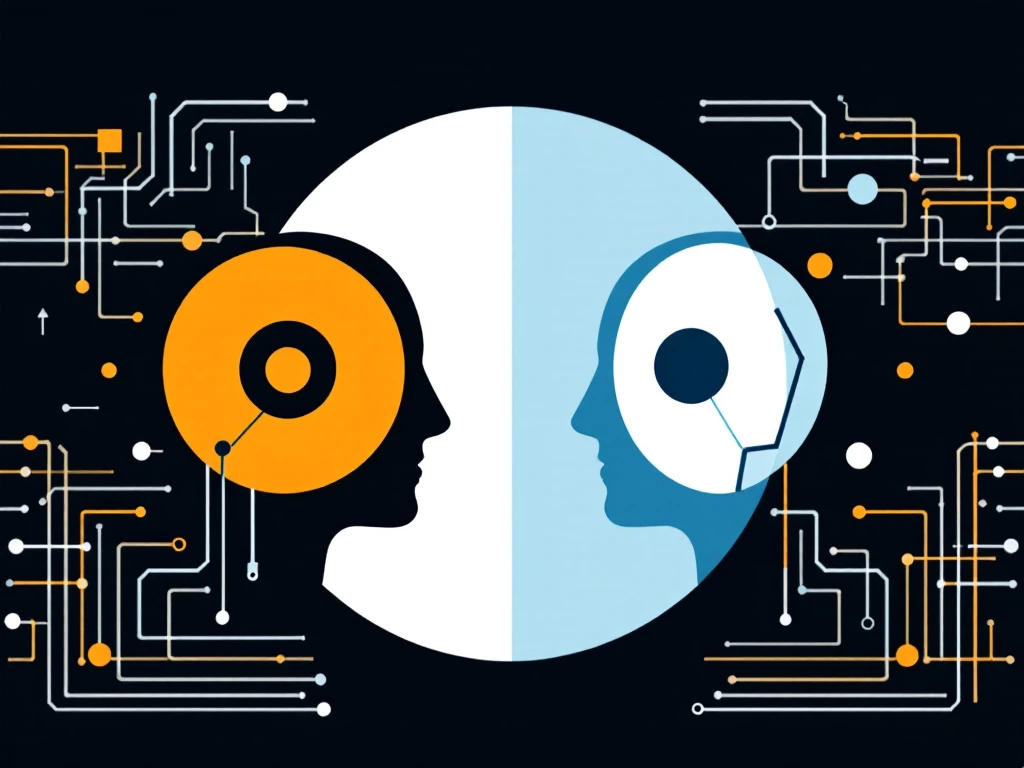 A minimalist illustration contrasting autonomous and AI agents with geometric shapes.