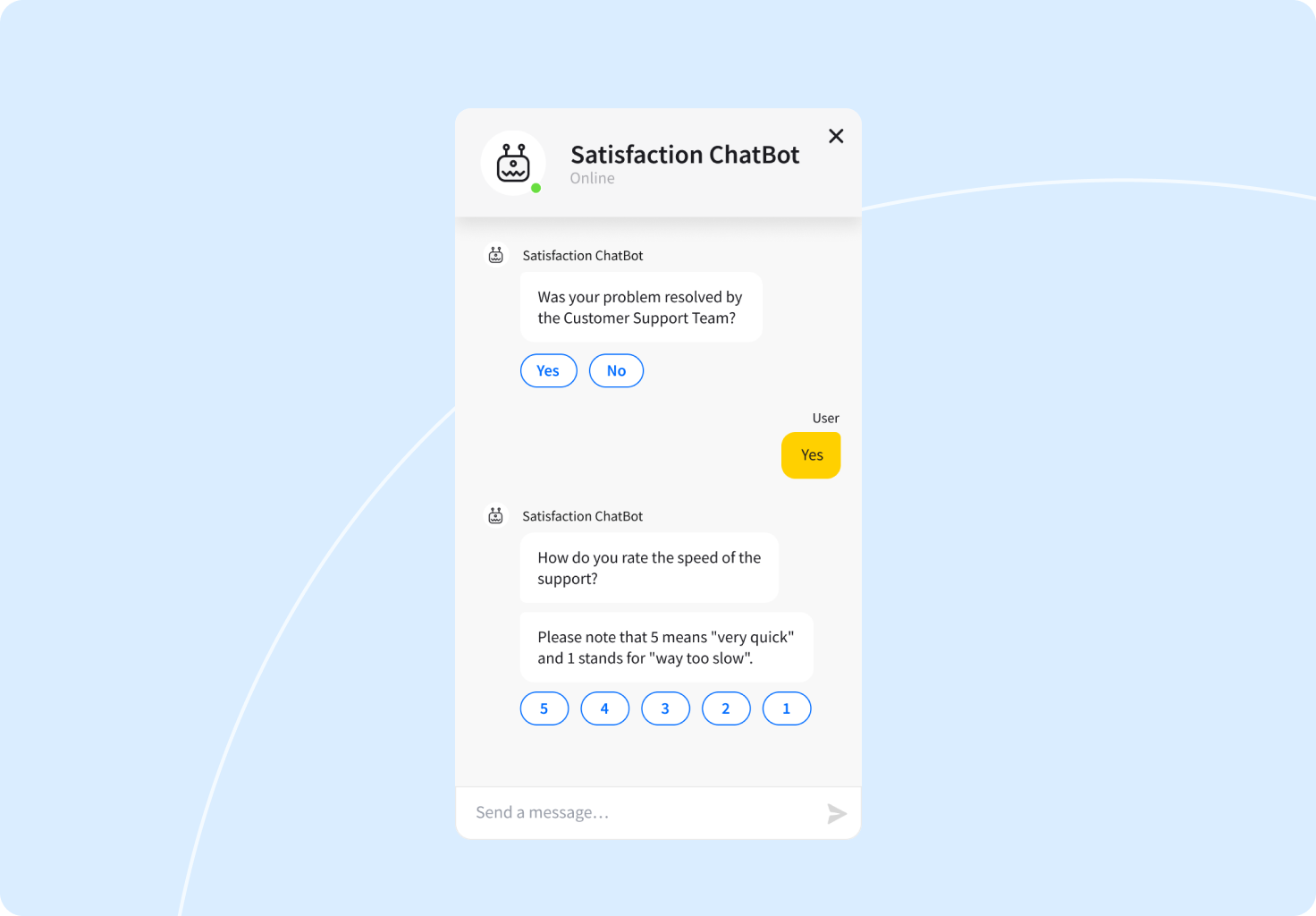 Chatbot interface for customer support satisfaction rating