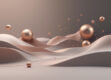A sleek, minimalist digital landscape featuring interconnected geometric shapes and forms in muted, metallic colors.