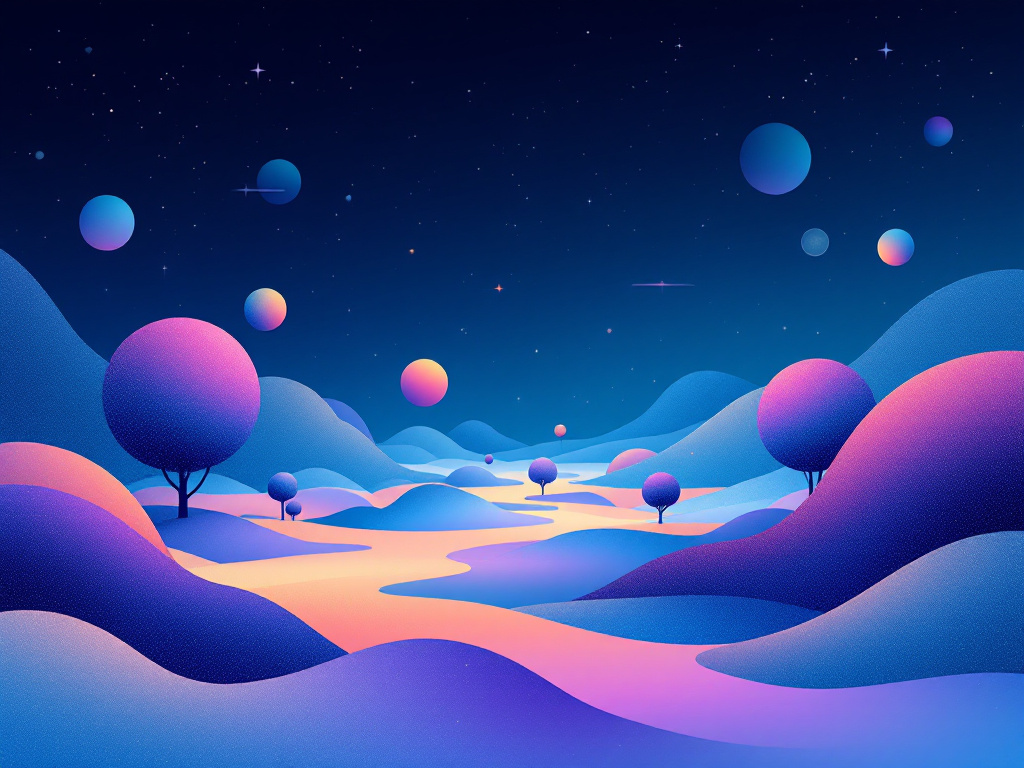 A digital landscape featuring minimalist geometric shapes and gradients that symbolize digital communication and intelligent chatbots.