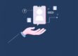 A disembodied hand interacting with a floating digital assistant interface, illustrating the theme of technology and AI-driven communication.